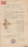 Świadectwo ukończenia szkoły Stanisława Świderskiego z roku 1920-1921.